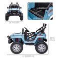 thumbnail image 3 of Aosom 12V Kids Ride-on Truck, Battery Operated Kids Car with Remote Control, Led Lights, Electric Ride on Toy with Spring Suspension, Music, Horn, 3 Speeds, Blue, 3 of 9