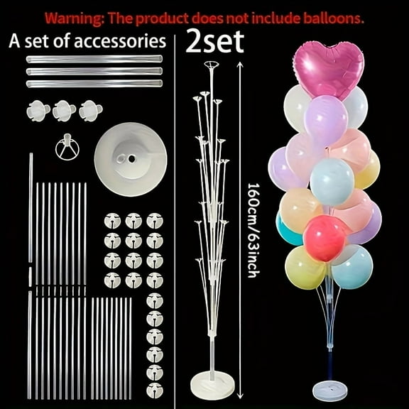 2pcs/Set, 51/63 Inch Giant Balloon Column Set, Carton Packaging, Sturdy PP Column Holder, Wedding Background Decoration, Birthday Party Supplies, No Recharge, Easy Assembly, Durable And Reusable