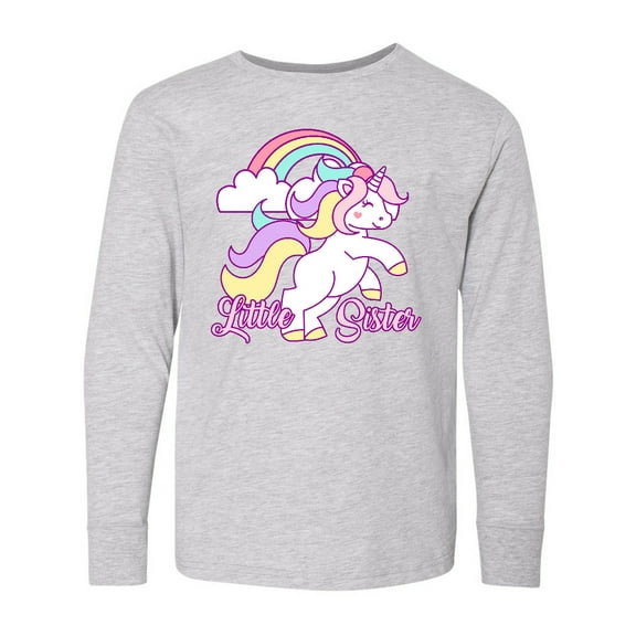 Inktastic Little Sister Unicorn Long Sleeve Youth T-Shirt