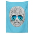 thumbnail image 3 of Ambesonne Sloth Tablecloth Rectangular Table Cover, Hawaiian Beach Hipster, 60"x84", Grey Blue Aqua, 3 of 4