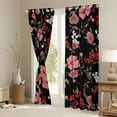 thumbnail image 3 of Homewish Black Pink Flower Curtains Pack of 2 (42x84 Each) for Female, Retro Rustic Plant Curtains Blackout, Groovy Daisy Bedroom Curtains, Living Room Curtains Decor, 3 of 6