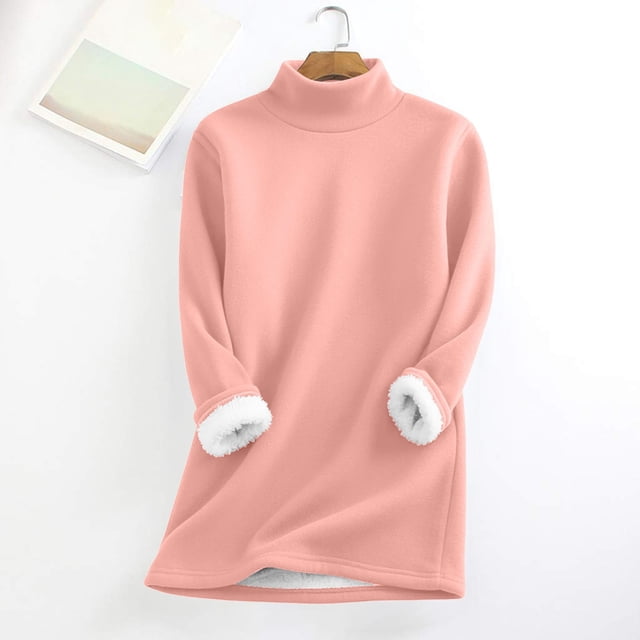 IMENGL T-Shirts Thermiques à Col Montant pour Femmes, Rose m, Taille M-3TG