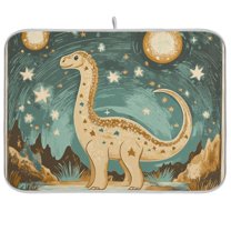 Yayeee Dish Drying Mat for Kitchen Counter Ultra Absorbent Easy Clean Pad 18x16", Dinosaur with Stars