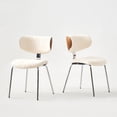 thumbnail image 2 of GrandNoor Modern Boucle Dining Chairs Set of 2,Faux Leather Kitchen & Dining Room Chairs,Curved Backrest Upholstered Dining Chairs with Metal Legs, White, 2 of 16