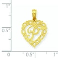 thumbnail image 2 of 14K Yellow Gold Heart Shape Fancy Script Letter P Initial Charm Pendant, 2 of 4