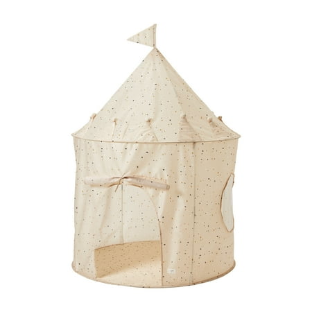 3 Sprouts Kids Play Tent Playhouse Castle with Recycled Fabric for Indoor and Outdoor Games in Terrazzo Beige