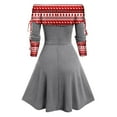 thumbnail image 3 of IROINNID Christmas Party Dresses for Women Off the Shoulder Xmas A-Line Dress Long Sleeve Flare Dress,Gray, 3 of 4