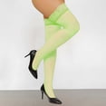 thumbnail image 2 of HXWCHs Sheer Over The Knee Stockings with Lace top Thin Stretchable Comfortable Nylon Blend Thigh High Socks One Size Green, 2 of 5