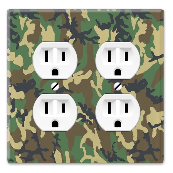 WIRESTER 2-Gang Duplex Outlet Wall Plate/Switch Plate Cover, Woodland Camouflage
