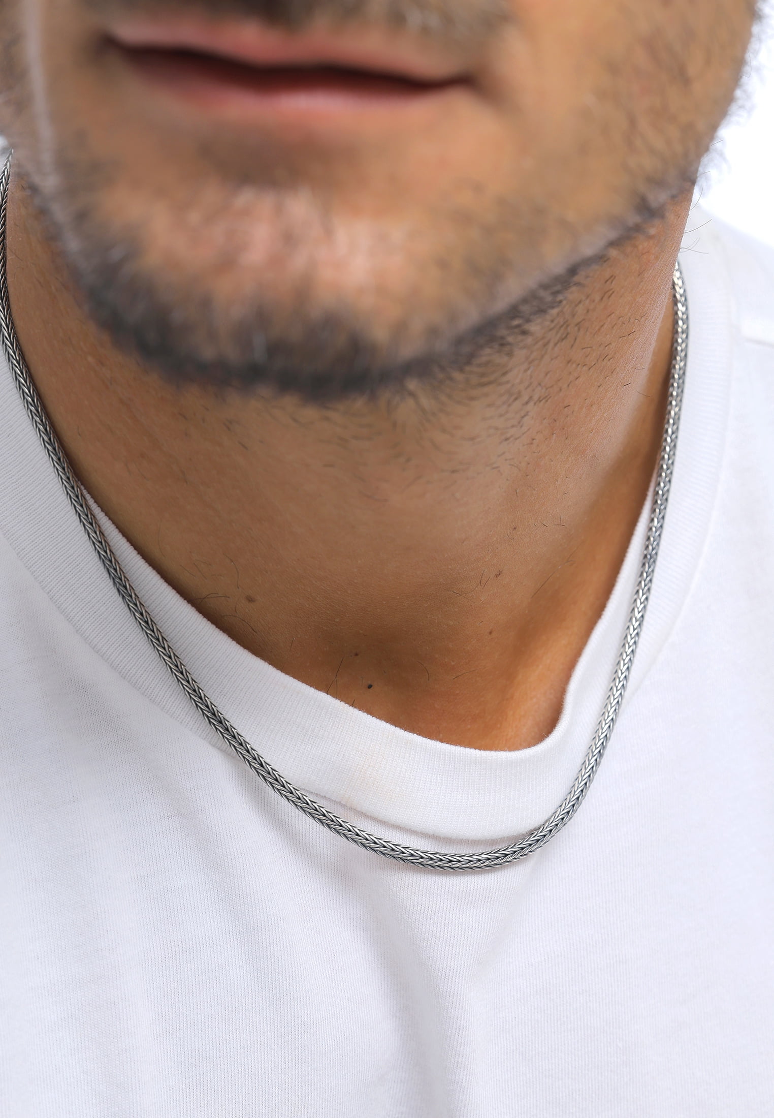KUZZOI Men 0.12" Snake Chain Necklace 925 Silver Oxidized 20-24 inch