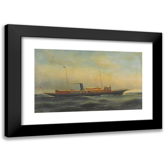 Antonio Jacobsen 14x10 Black Modern Framed Museum Art Print Titled - The Yacht ‘Aztec’ (1891)