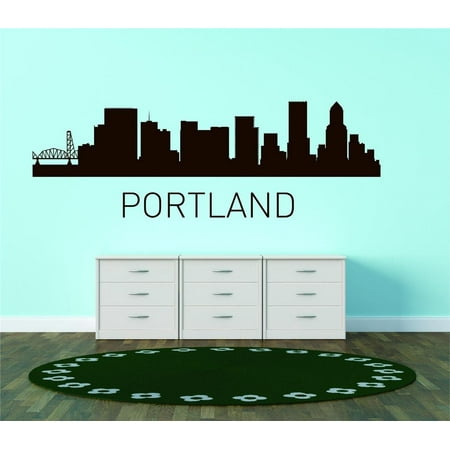Portland United States Major City Geographical Map Landmark - Vinyl Wall Decal - 20x60
