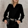 thumbnail image 4 of TKLPEHG Womens Blouse V-Neck Elegant Shirt Fashion Fall Tops Long Sleeve T Shirt Solid Color Casual Comfy Loose Lightweight Blouses Pullover (Black,S), 4 of 8