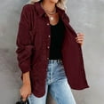 thumbnail image 4 of FAIWAD Womens Corduroy Shirts Long Sleeve Collared Button Down Blouses Oversized Casual Shackets, 4 of 9