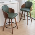 thumbnail image 2 of FOWEOAIU Bar Stools Leather Upholstered Swivel 26" Counter Stool for Bar Kitchen Island Bistro , Green (Set Of 2), 2 of 12