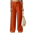 thumbnail image 3 of SNKSDGM Women's Plus Women's Pants Petite Length Sweatpants Women Set Full Zip Women's Linen Pants Wide Leg Workwear Casual and Casual Business Pants with Pockets, 3 of 5