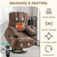 thumbnail image 5 of HSUNNS Power Lift Recliner Chair for Elderly, Electric Recliners with Heat and Massage, USB Charge Port, Cup Holders, Infinite Position and Side Pockets, Fabric Single Sofa for Living Room, Brown, 5 of 12