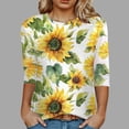 thumbnail image 5 of Towmus Women's 3/4 Length Sleeve Summer Tops Crew Neck Womens Casual Tops Summer Print Shirts Elbow Length Women Tshirts Loose Fit, 5 of 5