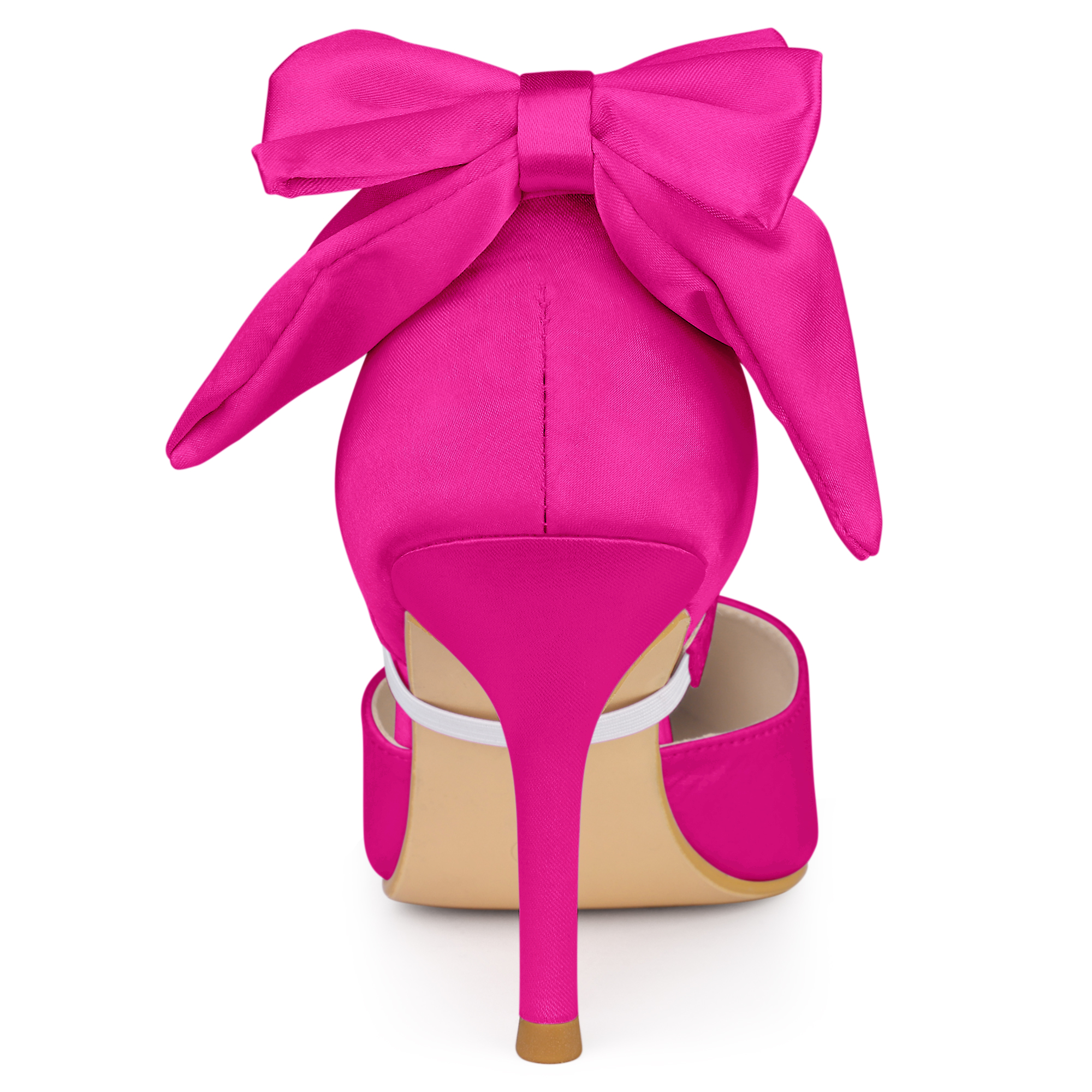 DARING DIVA Women's Pointed Toe Bow Satin Stiletto Heels Pumps Hot Pink 9