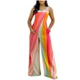 thumbnail image 1 of Jumpsuits for Women Summer Sleeveless High Waisted Color Printed Wide Leg Pants Rompers Playsuits with Pockets, 1 of 5
