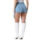 thumbnail image 3 of Falda de mezclilla para mujer INSPIRE CHIC, skort con cremallera decorativa, estilo Y2K, de cintura alta, falda corta de mezclilla tipo envoltura, 2XL, azul grisáceo, 3 of 6