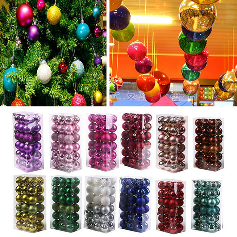 MeetXmas 60PCS 2.36 Christmas Tree Balls Ornaments, Black Christmas Ball  Ornaments for Christmas Tree, Shatterproof Hanging Christmas Tree