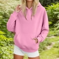 thumbnail image 3 of Women's Oversized Long Sleeve Crewneck Sweatshirt Casual Loose-Fitting Drawstring,Women’s Long Sleeve Pullover Hoodie, Casual Crewneck Sweatshirt for Everyday Wear,Pink S, 3 of 5