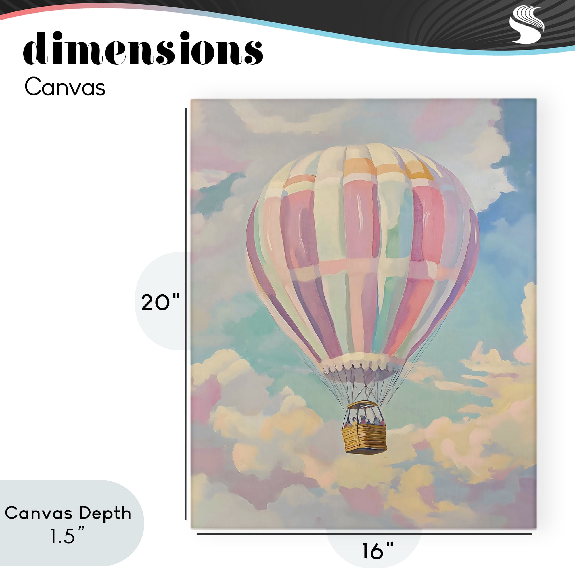 Stupell Industries Pastel Hot Air Balloon Canvas Wall Art, design by The Prints Vibe