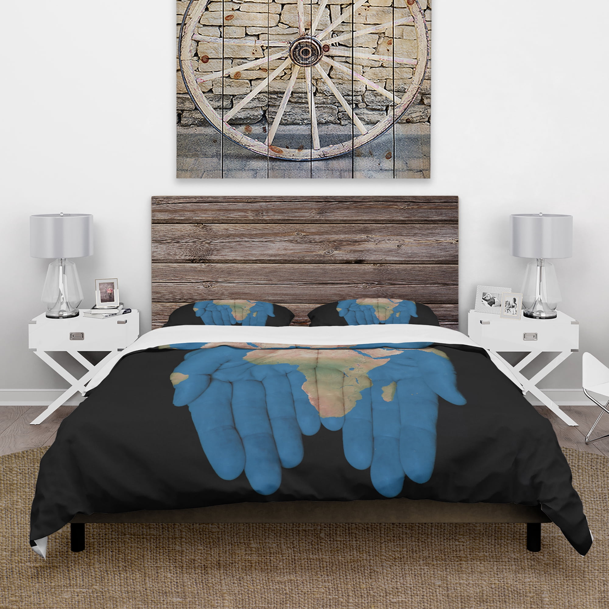 Designart 'African Map in Our Hands' Abstract Duvet Cover Set