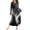 thumbnail image 2 of Women's Nightgown Sleep Dress Long Loungewear V-Neck Henley Nightdress with Pocket Floral Print for Spring Fall,Black,L, 2 of 8