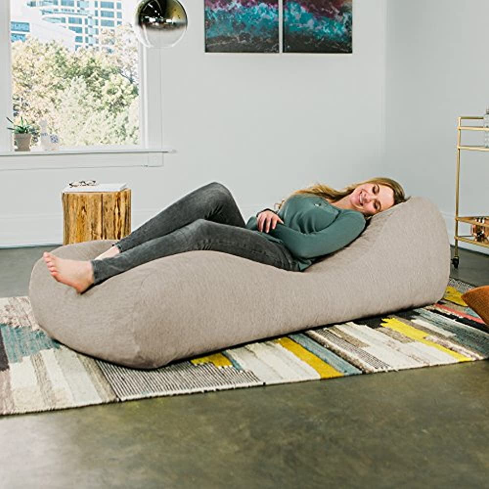 Jaxx Arlo Chaise Lounger Bean Bag Chair Premium Chenille Beige