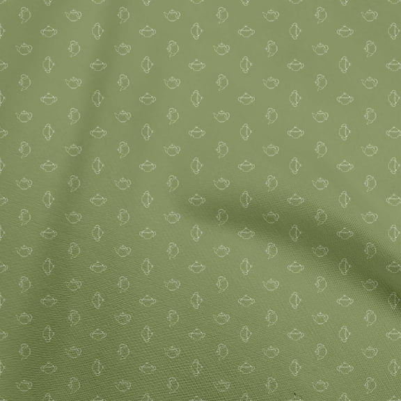 oneOone Cotton Poplin Twill Olive Green Fabric Minimal Kettle Diy Clothing Quilting Fabric Print Fabric By Yard 56 Inch Wide