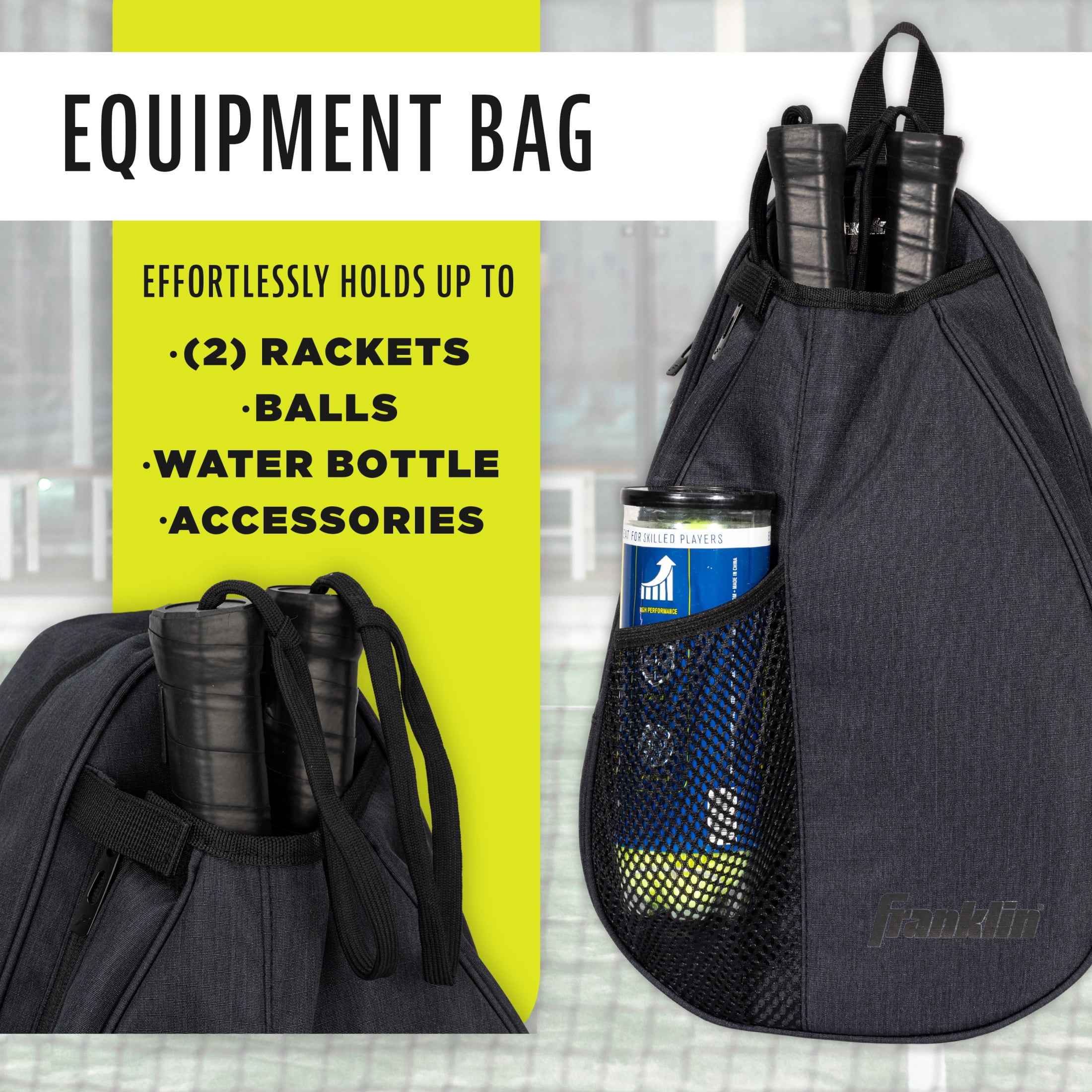 Franklin Sports Padel Sling Bag - Padel Equipment + Gear Backpack - Gray