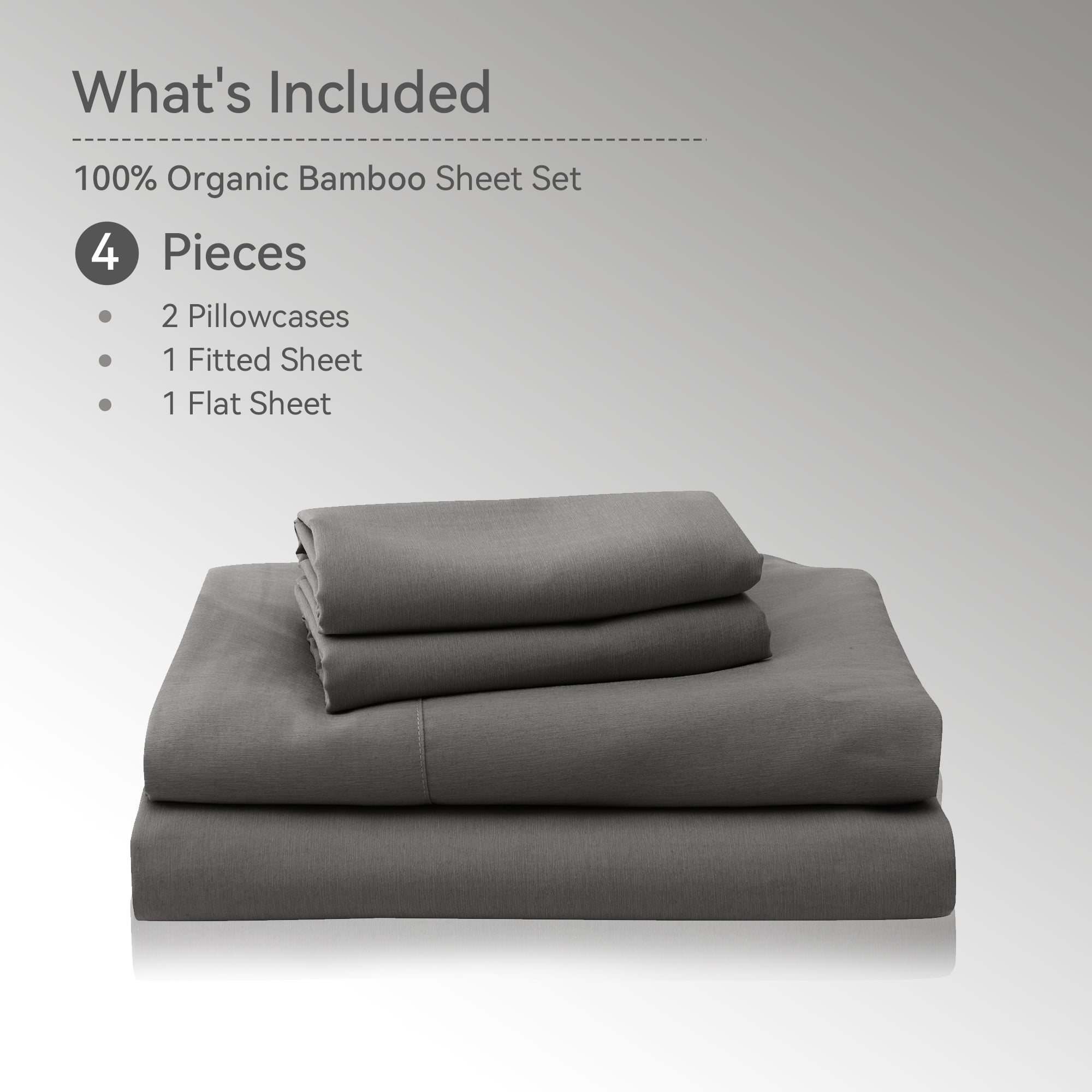 JELLYMONI 4 Pieces Cooling Queen Sheets Set, Microfiber & Bamboo Sheet Set, Breathable & Wrinkle Free - 16" Deep Pockets Bedding Sheets & Pillowcases,Dark Grey