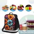 thumbnail image 4 of Rateoe Colorful Blooming Flowers Lunch Bag Reusable Lunch Box with Shoulder Straps for Men Women Insulated Portable Lunchbox for adults Suitable for School Work Picnic, 4 of 7