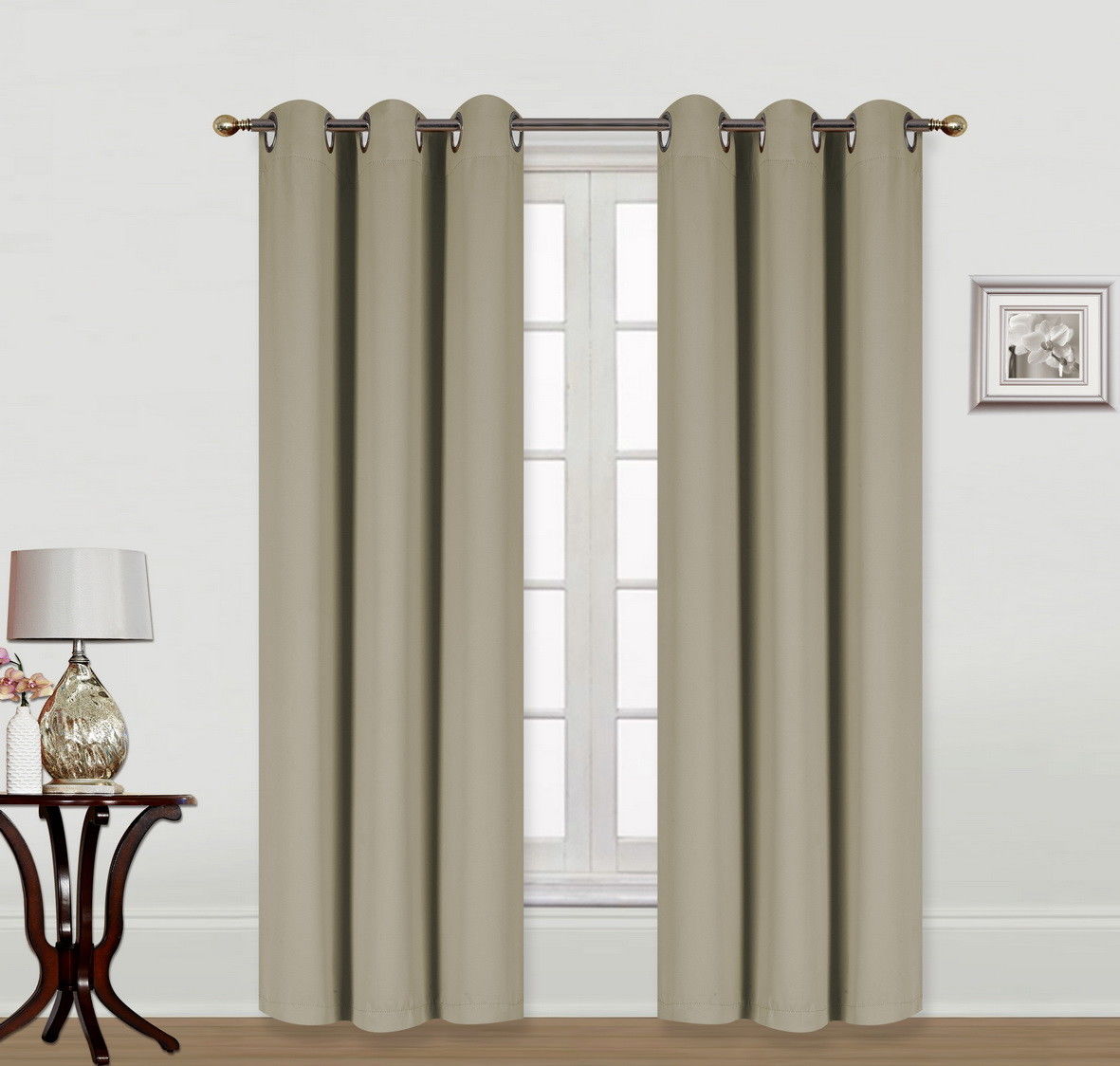 (K68) TAUPE 2Piece Indoor and Outdoor Thermal Sun Blocking Grommet