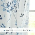 thumbnail image 3 of Floral Linen Semi Sheer Curtains 63 Inches Long 2 Panels for Living Room Bedroom Blue Navy Farmhouse Flower Patterned Light Filtering Textured Rod Pocket Window Treatments Drapes, 50x63 2 Set, 3 of 16