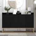 thumbnail image 3 of Modern Sideboard with 4 Doors, Elegant Buffet Cabinet with Shelves, Narrow Long Entryway Table with Metal Legs, for Dining Room, Living Room, Bedroom, Hallway, Black, 3 of 9