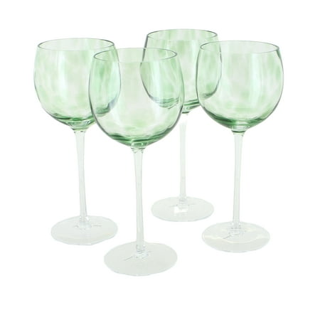

Blue Rose Polish Pottery Green Confetti Large Wine Glass Set
