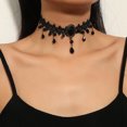thumbnail image 4 of Gargantilla de encaje negro, collar con colgante de cristal Vintage, accesorios de cadena Punk para mujer, 4 of 5