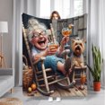 thumbnail image 5 of A Gift Blanket for Grandma, Featuring a Joyful Print of Her Enjoying Two Cold Drinks Alone, a Warm And Cozy Nap Blanket, Suitable for All Seasons, 5 of 6