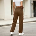 thumbnail image 6 of Bazzctt Womens Cargo Sweatpants with Pocekts- Baggy Elastic Waist Casual Stretch Drawstring Jogger Pants Brown Size XL, 6 of 7