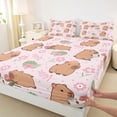 thumbnail image 4 of Erosebridal Cute Capybara Queen Sheet Sets 4 Pieces For Teens,Cartoon Flowers Leaves Animal Bed Set For Kids Boy Girls,Microfiber Bedroom Decor, 4 of 5