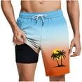 thumbnail image 2 of Runfenguu Plus Size Shorts, Summer Dresses Short Men'S Summer Gradient Printed Casual Large Elastic Waist Drawstring Pocket Shorts Cycling Shorts, 2 of 5