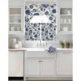 thumbnail image 3 of Navy Blue Floral Swag Curtains for Living Room/Bedroom Windows, Spring Retro Botanical Flowers Kitchen Curtains and Valances Set 36 Inch Length, Light Filtering Swags Valance Curtain Panels, 3 of 5