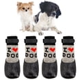 thumbnail image 3 of Bangcool Dog Socks Knit Nonslip 4PCS Letter Pattern Pet Shoes Dog Paw Protector for Home, 3 of 10