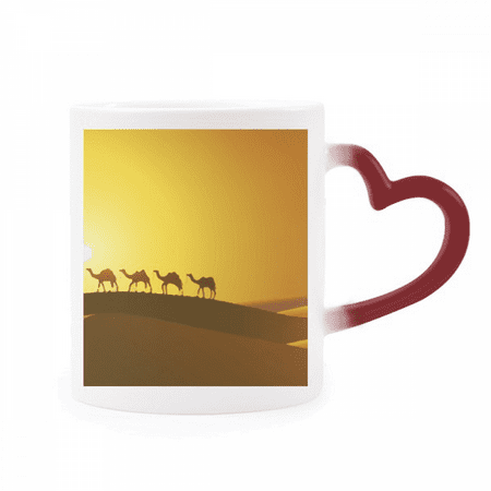 

Sunset All the Way to the Silk Road Camel Desert Heat Sensitive Mug Red Color Changing Stoneware Cup