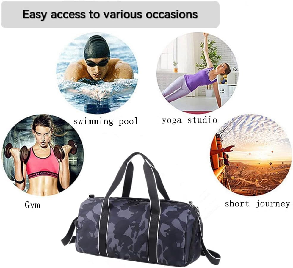 Kids Overnight Duffle Bag Girls Boys Sports Gym Bag with Shoe Compartment Wet Pocket Camouflage travel bag (ArmyGreen)