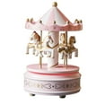 thumbnail image 3 of KLKCMS Wooden Music Box Christmas Craft Decor Hand Painted Rotating Decorative Ornament Pink, 3 of 9