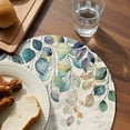 thumbnail image 3 of Blue Teal Botanical Round 15 Inch Placemats Set of 6, Weeping Fall Eucalyptus Leaves Rustic HeatResistant Non Slip Place Mats for Dining Table, Wipeable Braided Kitchen Table Mats for Housewarming, 3 of 9